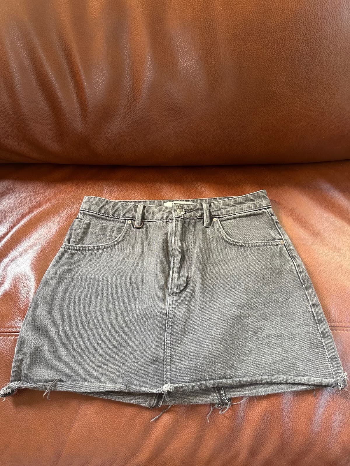 Grey denim skirt