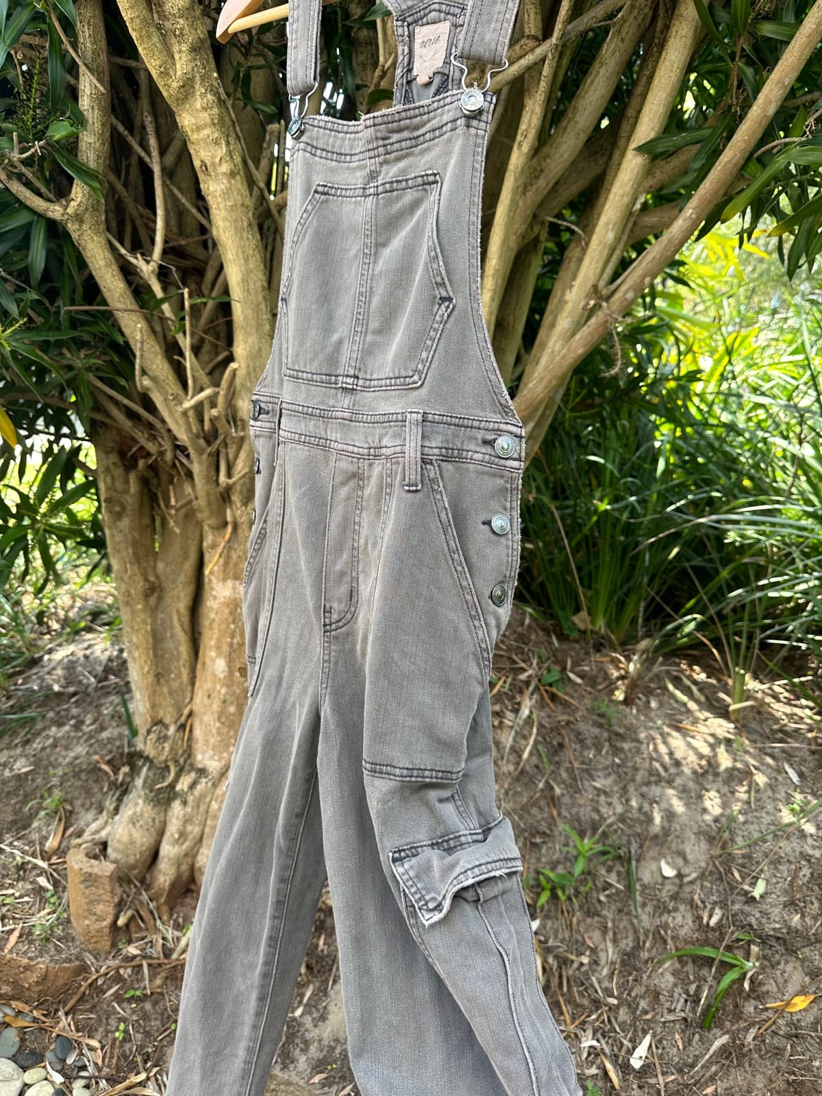Aerie grey denim overalls