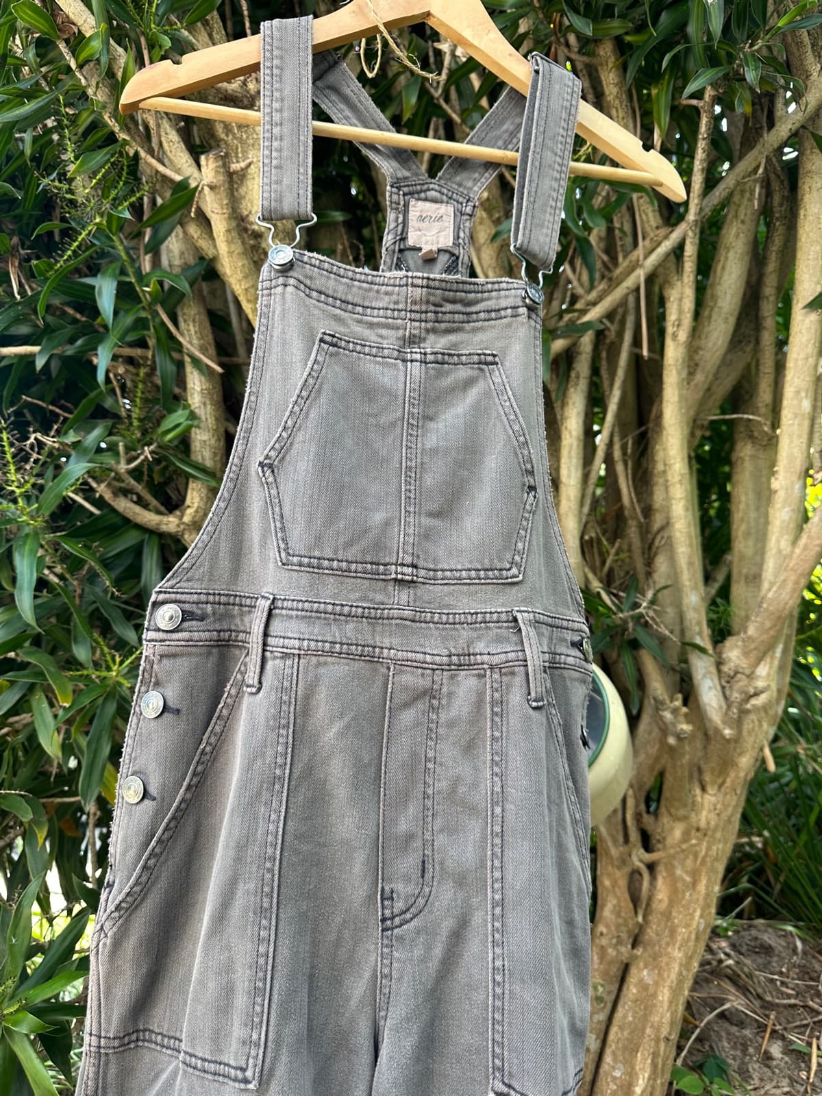 Aerie grey denim overalls β image 2