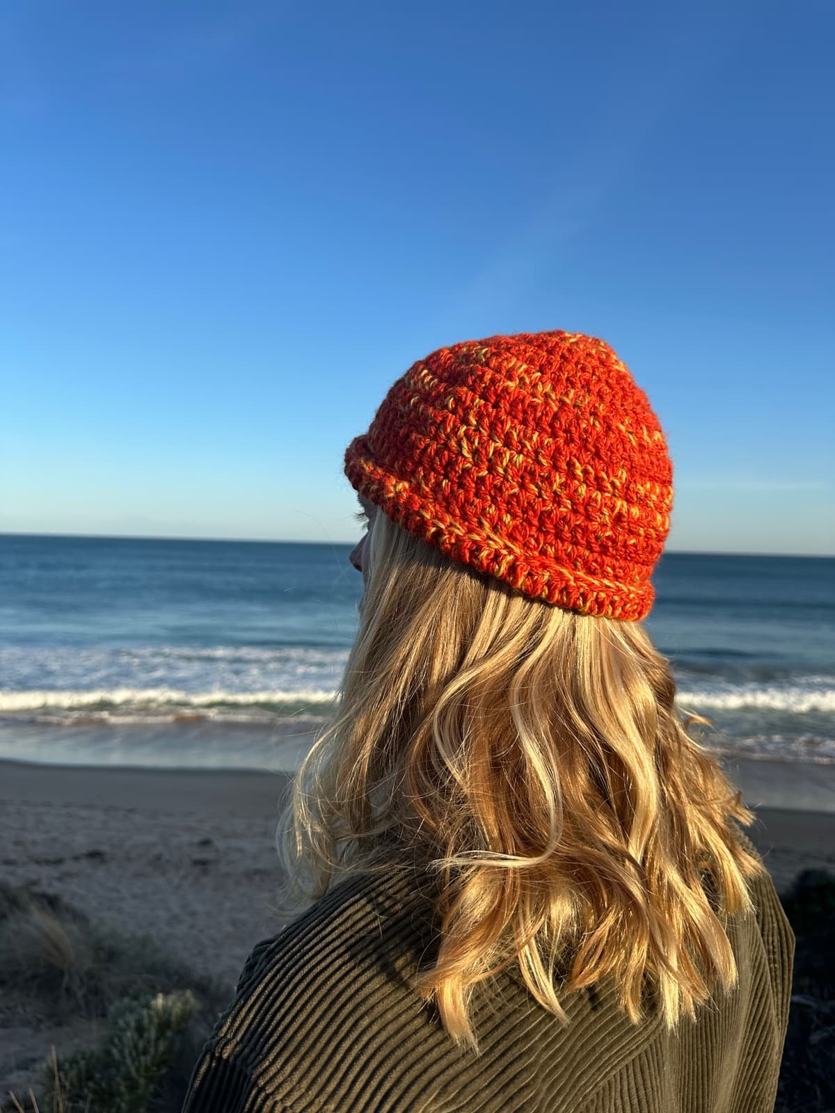 Sunset crochet beanie