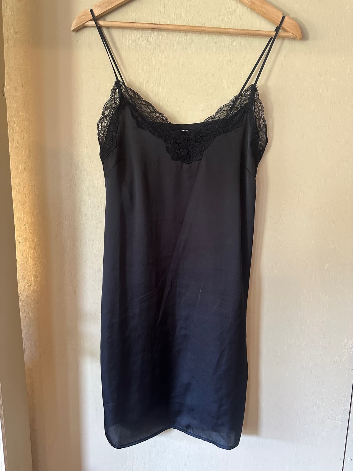 Silky lace-trim slip dress — image 2